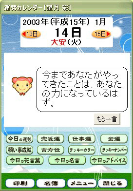 四柱推命　運勢カレンダー